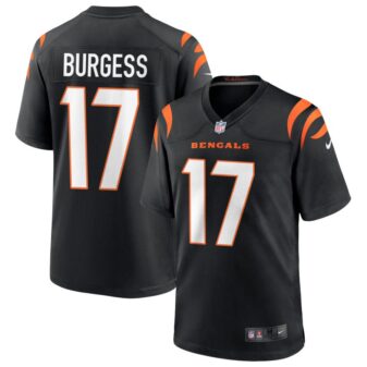 Cole Burgess Youth Nike Black Cincinnati Bengals Logo Game Custom Jersey