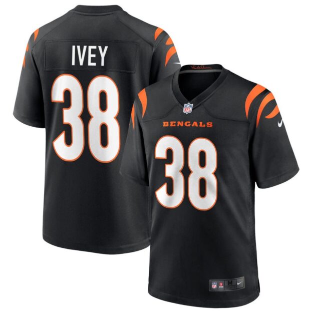 DJ Ivey Youth Nike Black Cincinnati Bengals Logo Game Custom Jersey