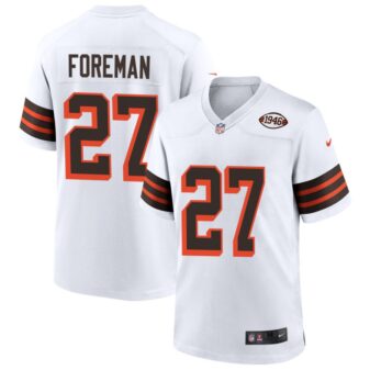 D'Onta Foreman Men's Nike White Cleveland Browns 1946 Collection Alternate Custom Jersey