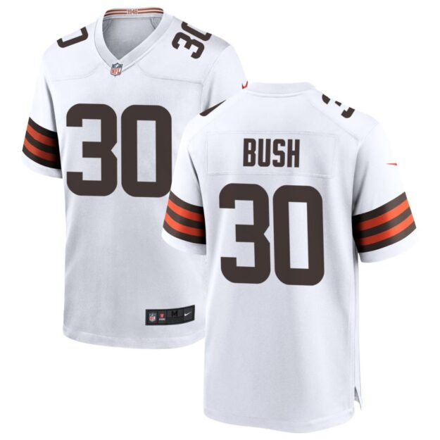 Devin Bush Men's Nike White Cleveland Browns Custom Game Jersey