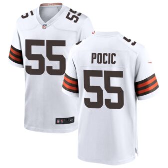 Ethan Pocic Men's Nike White Cleveland Browns Custom Game Jersey