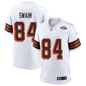 Geoff Swaim Men's Nike White Cleveland Browns 1946 Collection Alternate Custom Jersey