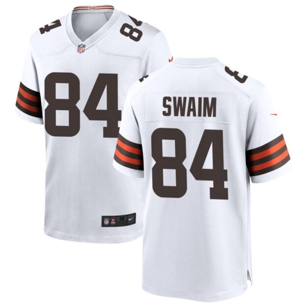 Geoff Swaim Men's Nike White Cleveland Browns Custom Game Jersey