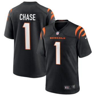 Ja'Marr Chase Men's Nike Black Cincinnati Bengals Game Custom Jersey