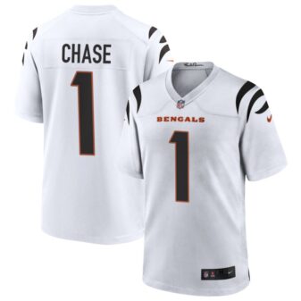 Ja'Marr Chase Men's Nike White Cincinnati Bengals Game Custom Jersey