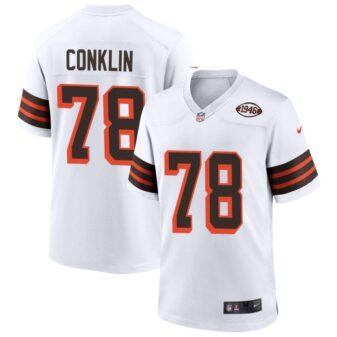 Jack Conklin Men's Nike White Cleveland Browns 1946 Collection Alternate Custom Jersey