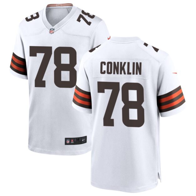 Jack Conklin Men's Nike White Cleveland Browns Custom Game Jersey