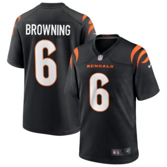 Jake Browning Youth Nike Black Cincinnati Bengals Logo Game Custom Jersey