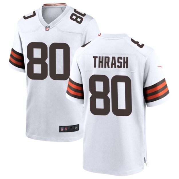 Jamari Thrash Men's Nike White Cleveland Browns Custom Game Jersey