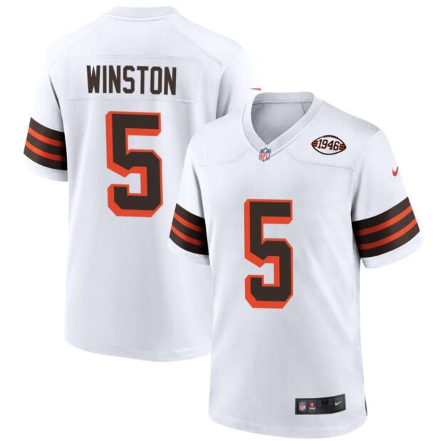 Jameis Winston Men's Nike White Cleveland Browns 1946 Collection Alternate Custom Jersey