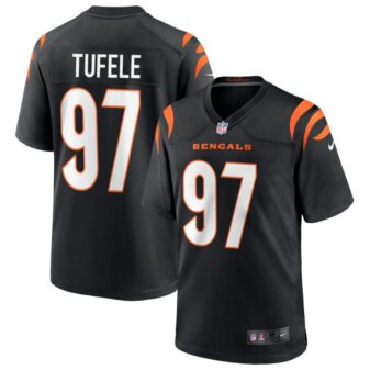 Jay Tufele Youth Nike Black Cincinnati Bengals Logo Game Custom Jersey