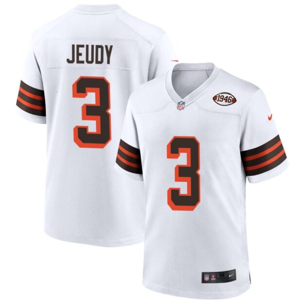 Jerry Jeudy Men's Nike White Cleveland Browns 1946 Collection Alternate Custom Jersey