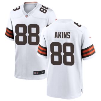 Jordan Akins Men's Nike White Cleveland Browns Custom Game Jersey