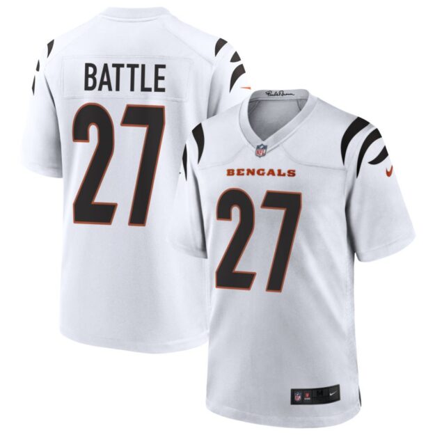 Jordan Battle Men's Nike White Cincinnati Bengals Game Custom Jersey