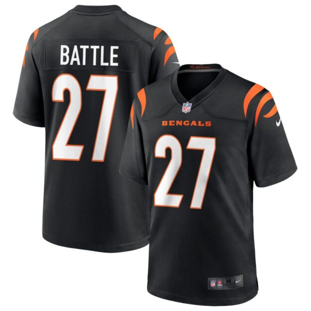 Jordan Battle Youth Nike Black Cincinnati Bengals Logo Game Custom Jersey