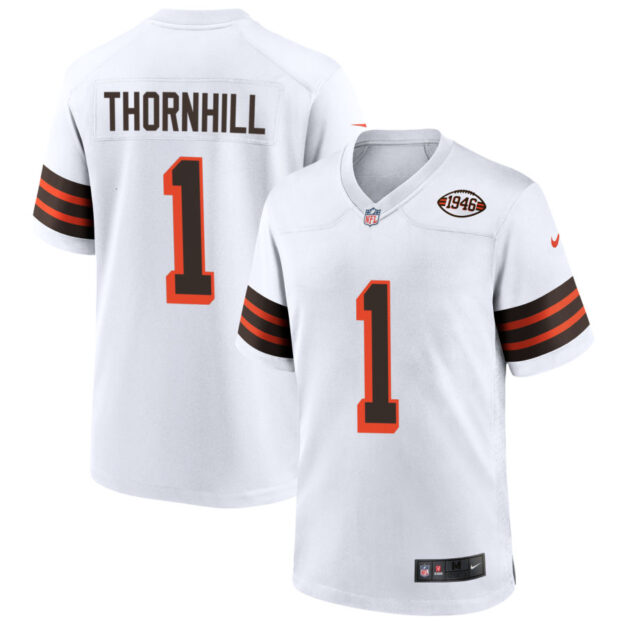 Juan Thornhill Men's Nike White Cleveland Browns 1946 Collection Alternate Custom Jersey