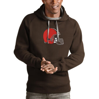 Men's Antigua Brown Cleveland Browns Victory Pullover Hoodie