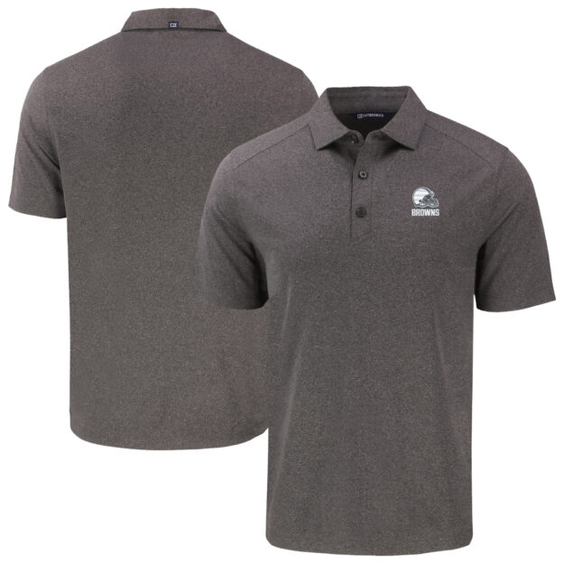 Men's Cutter & Buck Heather Black Cleveland Browns Big & Tall Forge Eco Stretch Recycled Polo