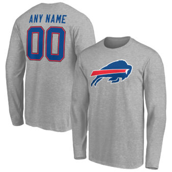 Men's Gray Buffalo Bills Team Authentic Custom Long Sleeve T-Shirt