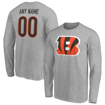 Men's Gray Cincinnati Bengals Team Authentic Custom Long Sleeve T-Shirt