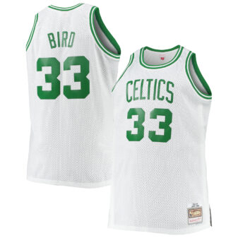 Men's Mitchell & Ness Larry Bird White Boston Celtics Big & Tall 1985/86 Hardwood Classics Swingman Jersey