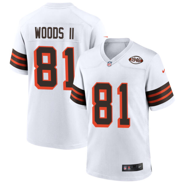 Michael Woods II Men's Nike White Cleveland Browns 1946 Collection Alternate Custom Jersey