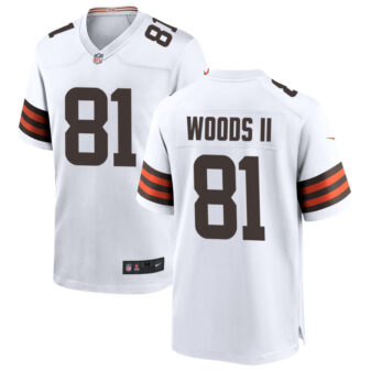 Michael Woods II Men's Nike White Cleveland Browns Custom Game Jersey