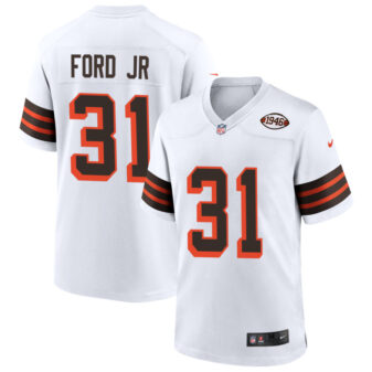 Mike Ford Jr Men's Nike White Cleveland Browns 1946 Collection Alternate Custom Jersey