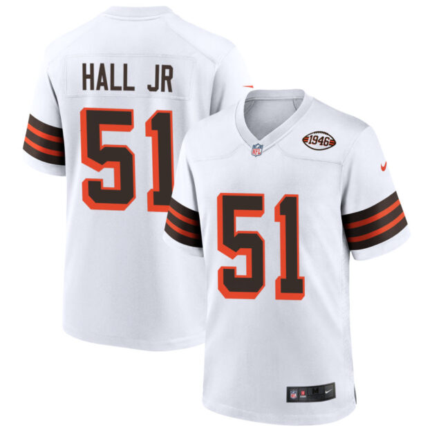 Mike Hall Jr Men's Nike White Cleveland Browns 1946 Collection Alternate Custom Jersey