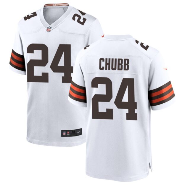 Nick Chubb Men's Nike White Cleveland Browns Custom Game Jersey