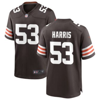 Nick Harris Men's Nike Cleveland Browns Brown Custom Game Jersey