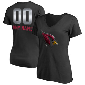 Women's Black Arizona Cardinals Personalized Midnight Mascot T-Shirt