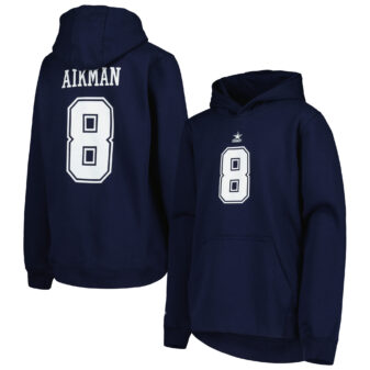 Youth Mitchell & Ness Troy Aikman Navy Dallas Cowboys Retired Player Name & Number Pullover Hoodie