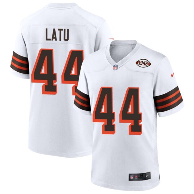 Cameron Latu Men's Nike White Cleveland Browns 1946 Collection Alternate Custom Jersey