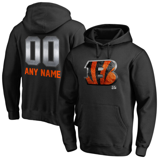 Men's Black Cincinnati Bengals Personalized Midnight Mascot Pullover Hoodie