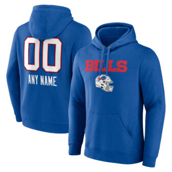 Men's Royal Buffalo Bills Personalized Name & Number Team Wordmark Pullover Hoodie