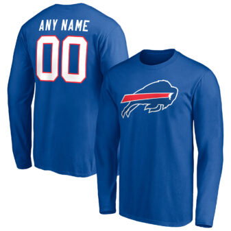 Men's Royal Buffalo Bills Team Authentic Personalized Name & Number Long Sleeve T-Shirt