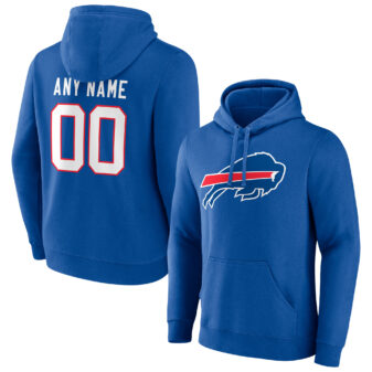 Men's Royal Buffalo Bills Team Authentic Personalized Name & Number Pullover Hoodie