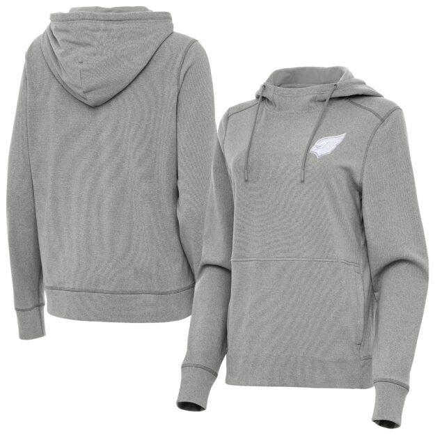 Women's Antigua Heather Gray Arizona Cardinals Justice Pullover Hoodie